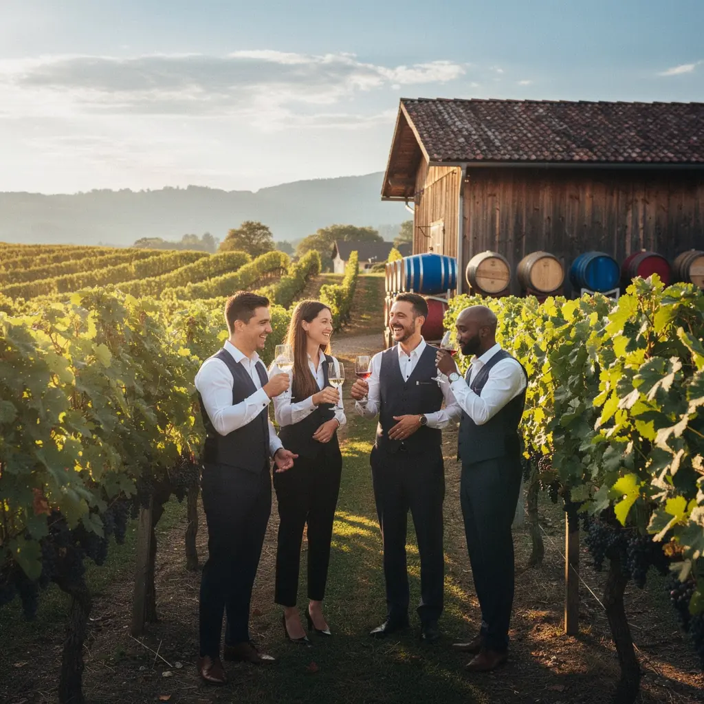 Ein stilvolles Weinglas, gefüllt mit einem vollmundigen Rotwein.