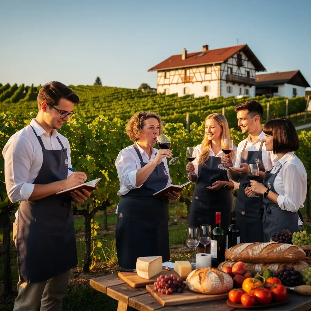 Ein Sommelier, der sorgfältig ein Glas Wein in einem eleganten Restaurant verkostet.
